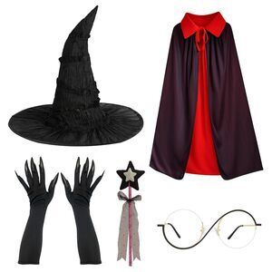 9553 Witch Costume For And Girls 5-piece Set With Witch Hat,